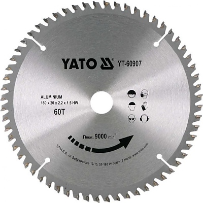 Диск за циркуляр YATO за алуминий  Ф180 х 60Т х 20 60907