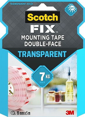 3M Scotch® FIX двойнолепяща монтажна лента прозрачна 19mm x 5m
