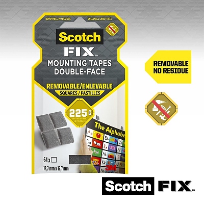3M Scotch® FIX свалящи се монтажни подложки 64 бр. 12.7mm x 12.7mm
