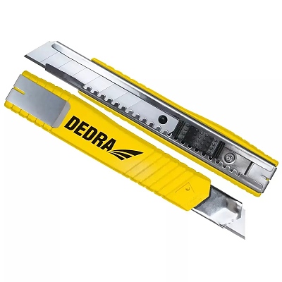 Нож за тапицерия, нож за гоблени, откъсващо се острие DEDRA M9009 18 мм метален, откъсващо се острие