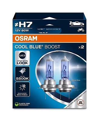 Халогенни крушки за предни фарове на кола 62210CBB-HCB 80W 12V PX26d Duobox 2 бр. Osram H7 Cool Blue Boost