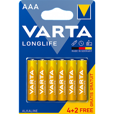 Алкални батерии Varta Longlife AAA LR03 4+2 броя