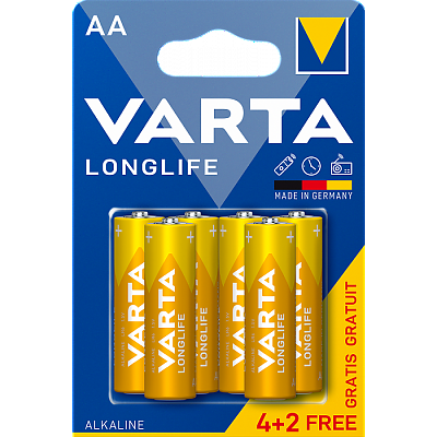 Алкални батерии Varta Longlife АA LR6 4+2 броя