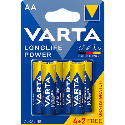 Усилени алкални батерии Varta Longlife Power AA LR6 4+2 броя