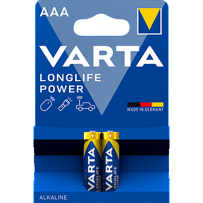 Усилени алкални батерии Varta Longlife Power AAA LR03 2 броя