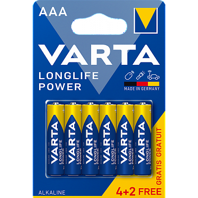 Усилени алкални батерии Varta Longlife Power AAA LR03 4+2 броя