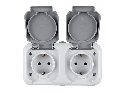 КОНТАКТ ЕД.IP44ДВУП.ПОЛИКАРБ.СИВ/АНТР.16А/250V 18080497